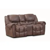 122-23-21 HomeStretch Furniture Del Mar Reclining Fabric and Leather Look Loveseat with Console