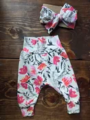 Pink Floral Pant &amp; Headband Set