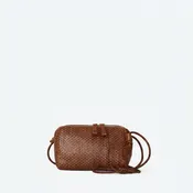 Allan K Wuxi Mini Fence Woven Leather Bag | Nutmeg