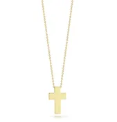 18K Yellow and White Gold Flat Cross Necklace