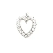 14K White Gold Diamond Heart Pendant