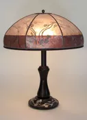 Antique Bronze Lamp: Heintz Art Metal with Floral Design  two tone Floral mica shade