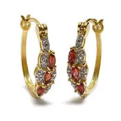 14K Gold over Sterling Silver Garnet & Diamond Earrings