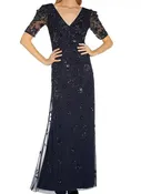 Adrianna Papell Beaded Mesh Gown