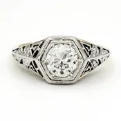 Vintage 14 Karat Gold Engagement Ring With 0.45 Carat Old European Cut Diamond EGL – G VS2