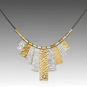 9 Tab Necklace – Mixed Metal with White Sapphire