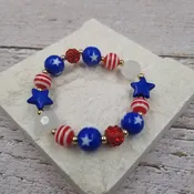 4th of July Bracelet Patriotic Stretch Bracelet