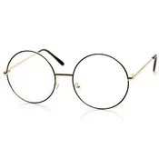 1920's Vintage Era Large Round Metal Clear Lens Glasses