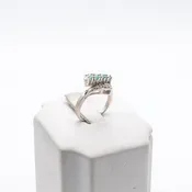 14 Karat White Gold Ring with Diamonds and Emeralds
