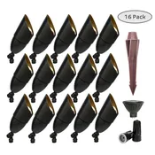 16 Pack Elysee Solid Brass Spotlight for Outdoor Landscape Lighting