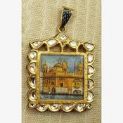 22K Gold Square Portrait of the Golden Temple with diamonds