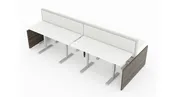 4 Person 60″ Wide Power Beam with Height-Adjustable Worksurfaces & Modern Glass Stackers