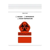 8"x10" Biohazard Specimen Bag 3-Wall with Pouch Tear Away ZipTop Closure Orange 1000/CS