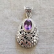 Amethyst .925 Sterling Silver Pendant from Bali