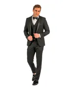 2 Button Black Slim Fit Suit with Shawl Lapel FF2SSX+V-1230
