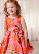 Abel & Lula Girls Fuchsia Floral Printed Dress