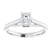 #122047 262 14K White 6×4 mm Emerald Solitaire Engagement Ring – Includes all Diamonds
