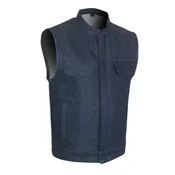 $49 Blowout!!! - Leather Universe 308 Dark Blue Raw Denim Vest with No Liner