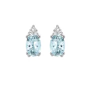 10K White Gold Aquamarine Diamond Stud Earrings