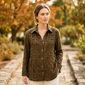Eyelash Textured Shirt in Coffee | Women's Relaxed Fit - EL38