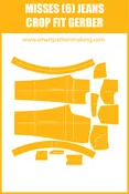 Misses Jeans Crop Fit Sewing Pattern Download. Gerber, DXF, and illustrator format included.