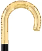 24K Gold Plated Tranquil Tourist Walking Cane w/ Black Beechwood Shaft & Collar