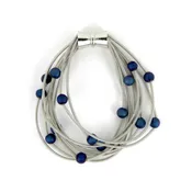 10 Layer Silver Bracelet with Blue Geode