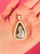 14k Bone and Opal Pendant