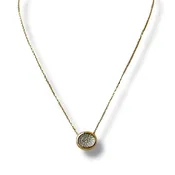 0.35 tcw Natural Pave Diamond East-West Bezel Set Oval Pendant Necklace