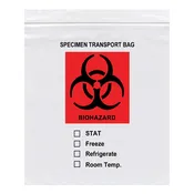 10W x 10H, Econo-Zip Red Imprint Specimen Bags