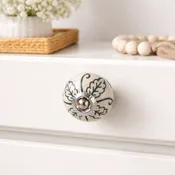 Chambal Gardens Painted Leaf Ceramic Knob Set of 12