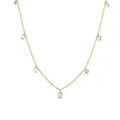0.50cttw Floating 7 Stone Round Diamonds By the Yard 16" Yellow Gold Necklace
