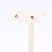 Amethyst Stud Earrings, 0.48cttw in 14K White Gold