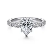 Alina White Gold Hidden Halo Pear Shape Diamond Engagement Ring Setting