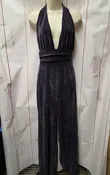 12th Tribe Size S Navy Blue Velour Womens Jumpsuit