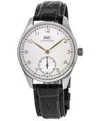 IWC Portugieser Silver Dial Leather Strap Men's Watch IW358303