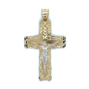 10K Two-Tone Gold Jesus on a Cross Pendant; 4.4g
