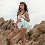 Aloha Collection Small RVS TOTE - Tropical Fan Reversible Stripe