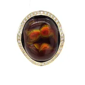 14K Yellow Gold Fire Agate Diamond Statement Ring — David Reynolds Jewelry and Coin