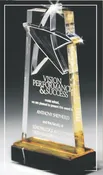 4" x 7" Deep Lasered Star Gold Mirror Acrylic Award