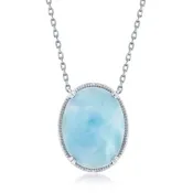 16" Sterling Oval Larimar Filigree Necklace