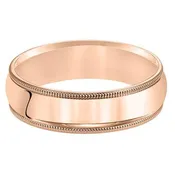 14K Classic Milgrain Comfort Fit Wedding Band - 6mm