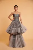 Black & Gunmetal Corset and Grey & Black Skirt