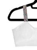 White Basic Bra With Vintage Boho Flower Strap