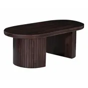 51-inch Oval Solid Mango Wood Coffee Table with Fluted Base, Brown Finish