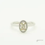 14KT Two-Tone Gold Oval Diamond Halo Ring