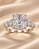 Cushion Side-Stone Diamond Ring
