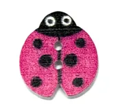 18mm 2 hole Wood button Ladybug Hot Pink