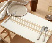 Beige Striped Cotton Placemats