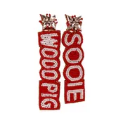 Arkansas Razorbacks Beaded Earrings in Crimson and White